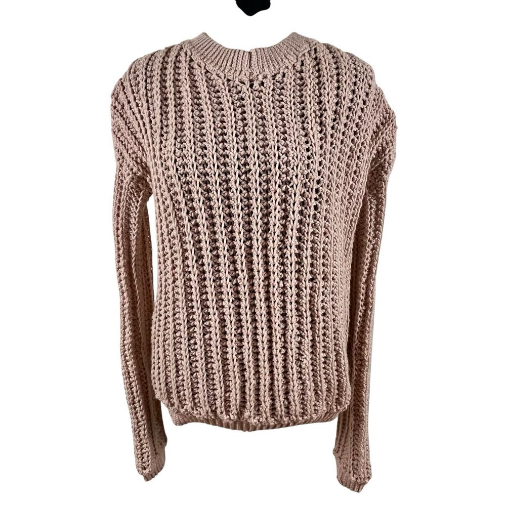 Handmade Chunky Knit Fishermans Sweater Powder Dusty Pink Womens Sz M Coastal
